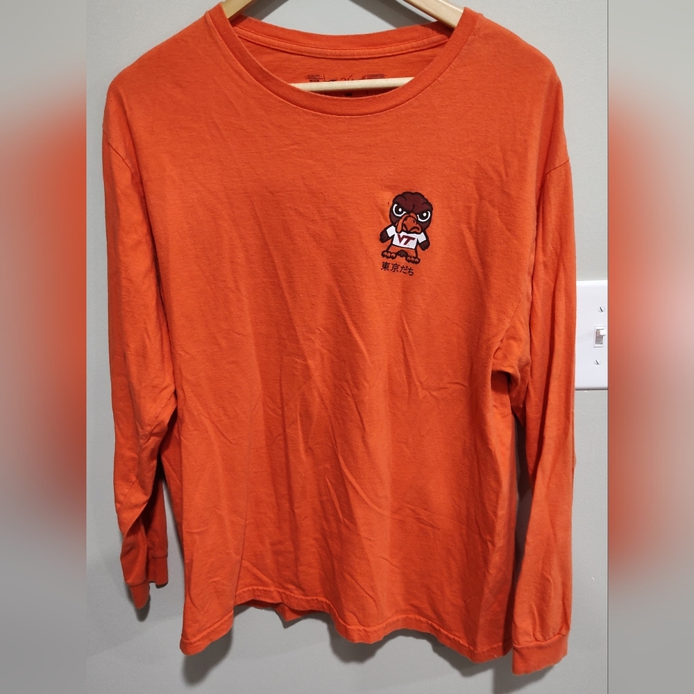 Virginia Tech Hokies Orange Graphic Long Sleeve T-shirt, Japanese "Stand Up", L